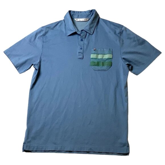 Travis Mathew Blue Pima Cotton Blend Golf Polo Shirt Men's Size M - Picture 1 of 9